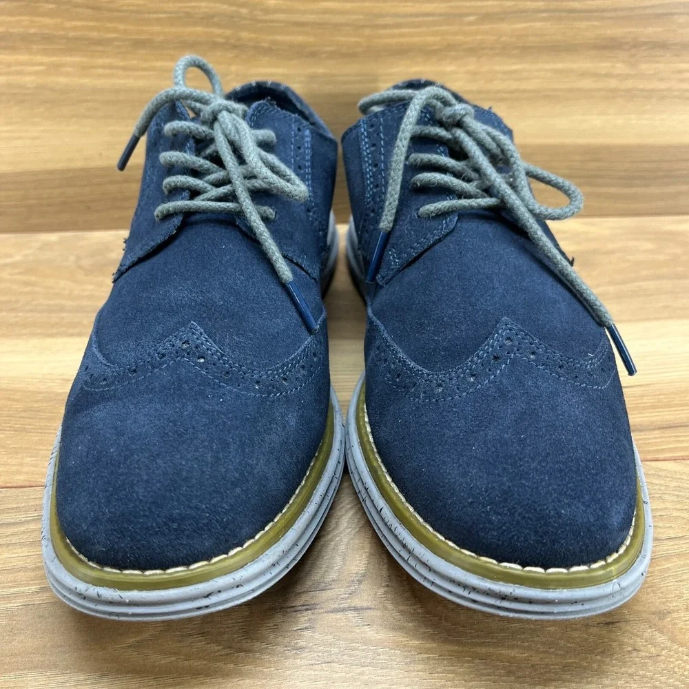 Stacy Adams Mens Size 7‎ M Navy Blue Suede Oxford Light Weight